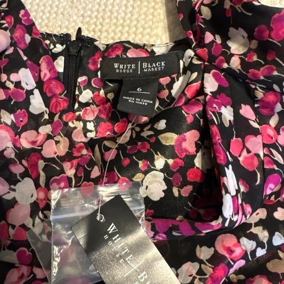 NWT White House Black Market pink floral dress with zipper back. - Picture 5 of 8